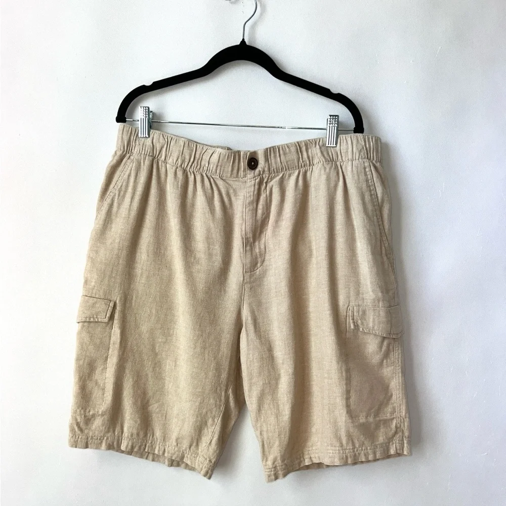 Boca Classics Island Wear Men's Cargo Shorts Tan‎ size Large pockets EUC!